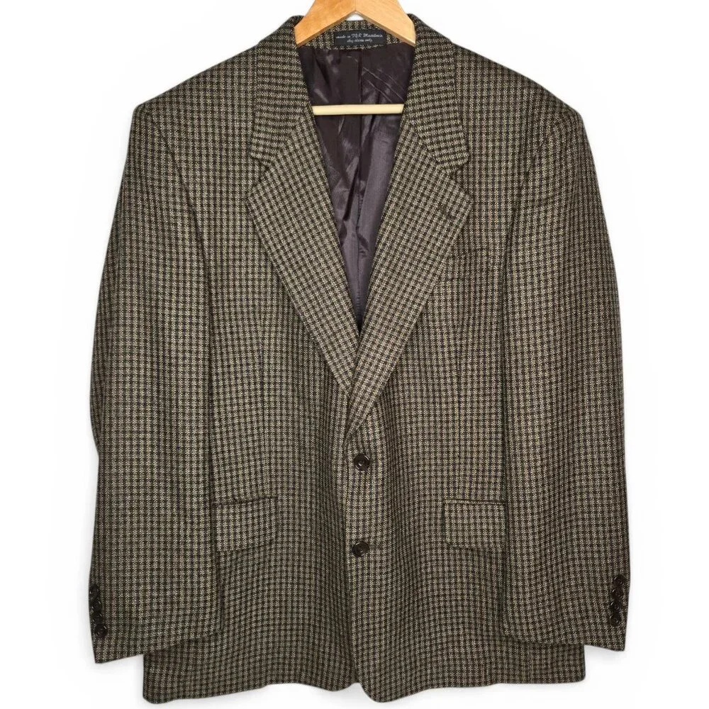 Gianfranco Ruffini Italy Houndstooth Plaid Blazer Men Sport Jacket Office R-42